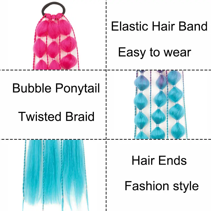 WIGSIN 24Inch Synthetic Colored Long Lantern Bubble Braid Ponytail Hair Extension Elastic Rubber Bands Hairpiece for Women
