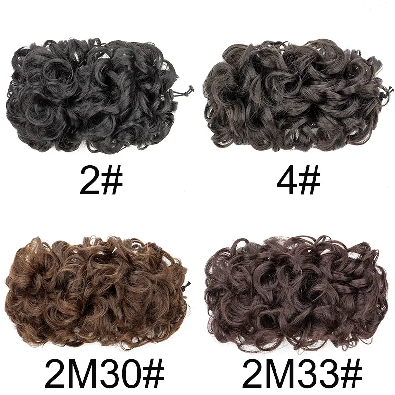 Synthetic Curly Chignon Elastic Rubber Band Scrunchie Wrap Hair Messy Fluffy Bun Hairpieces Retro Bride Hairstyle