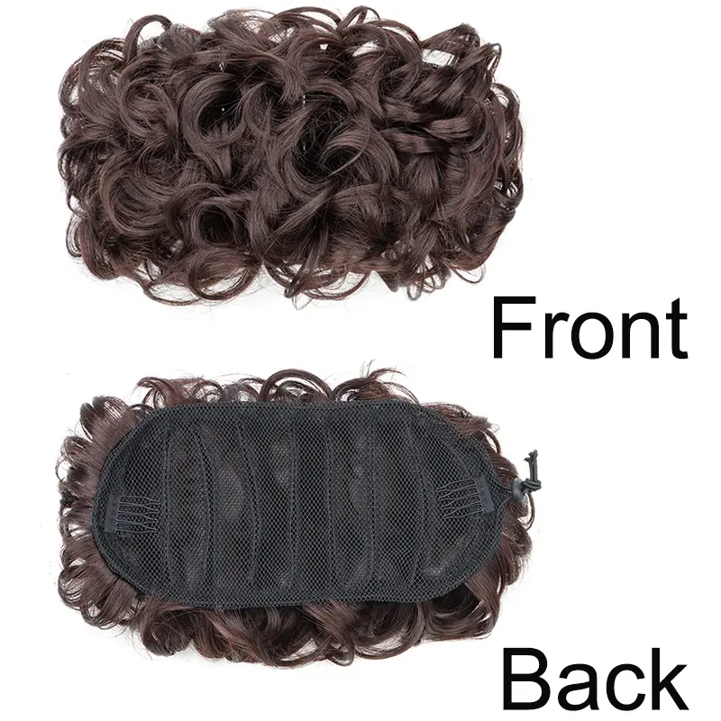 Synthetic Curly Chignon Elastic Rubber Band Scrunchie Wrap Hair Messy Fluffy Bun Hairpieces Retro Bride Hairstyle
