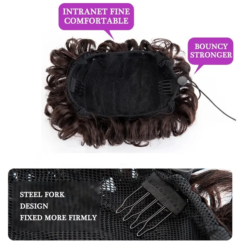 Synthetic Curly Chignon Elastic Rubber Band Scrunchie Wrap Hair Messy Fluffy Bun Hairpieces Retro Bride Hairstyle