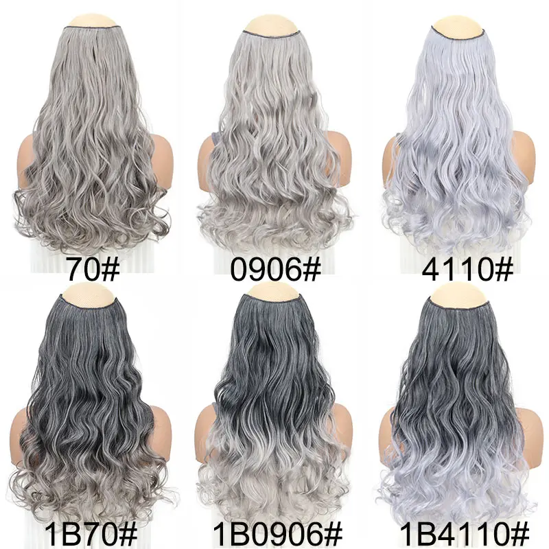 WIGSIN Synthetic 20Inch One Piece Gray Ombre Long Curly Hairpiece for Women Girl Hair Accessories