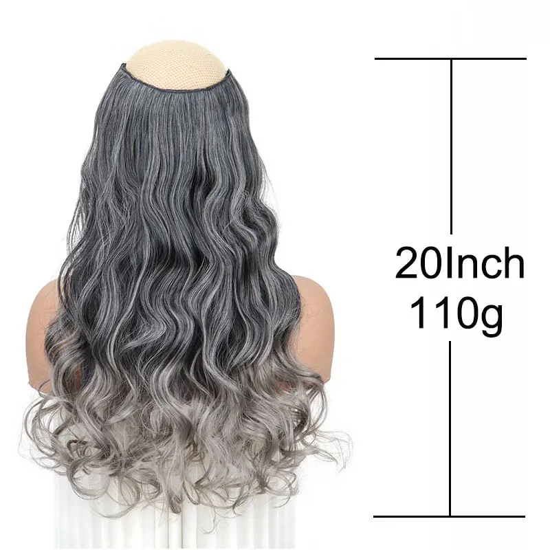 WIGSIN Synthetic 20Inch One Piece Gray Ombre Long Curly Hairpiece for Women Girl Hair Accessories