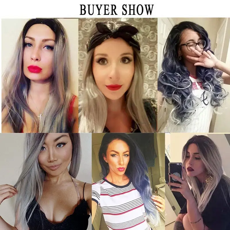 WIGSIN Synthetic 20Inch One Piece Gray Ombre Long Curly Hairpiece for Women Girl Hair Accessories