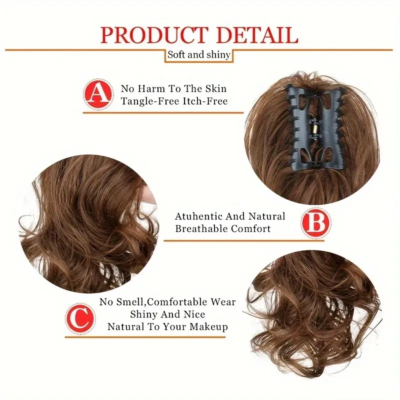 WIGSIN 12Inch Synthetic Short Wavy Curly Ponytail Hair Extension Claw Black Brown Blonde Hairpiece for Women