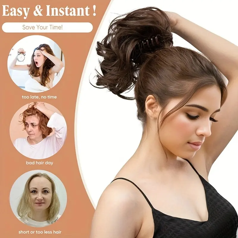 WIGSIN 12Inch Synthetic Short Wavy Curly Ponytail Hair Extension Claw Black Brown Blonde Hairpiece for Women