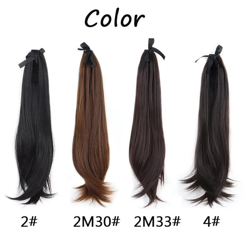 WIGSIN 50cm Synthetic Long Straight Micro Curly Ponytail Drawstring Ponytail Hair Extension Fake Hairpiece for Women Girls