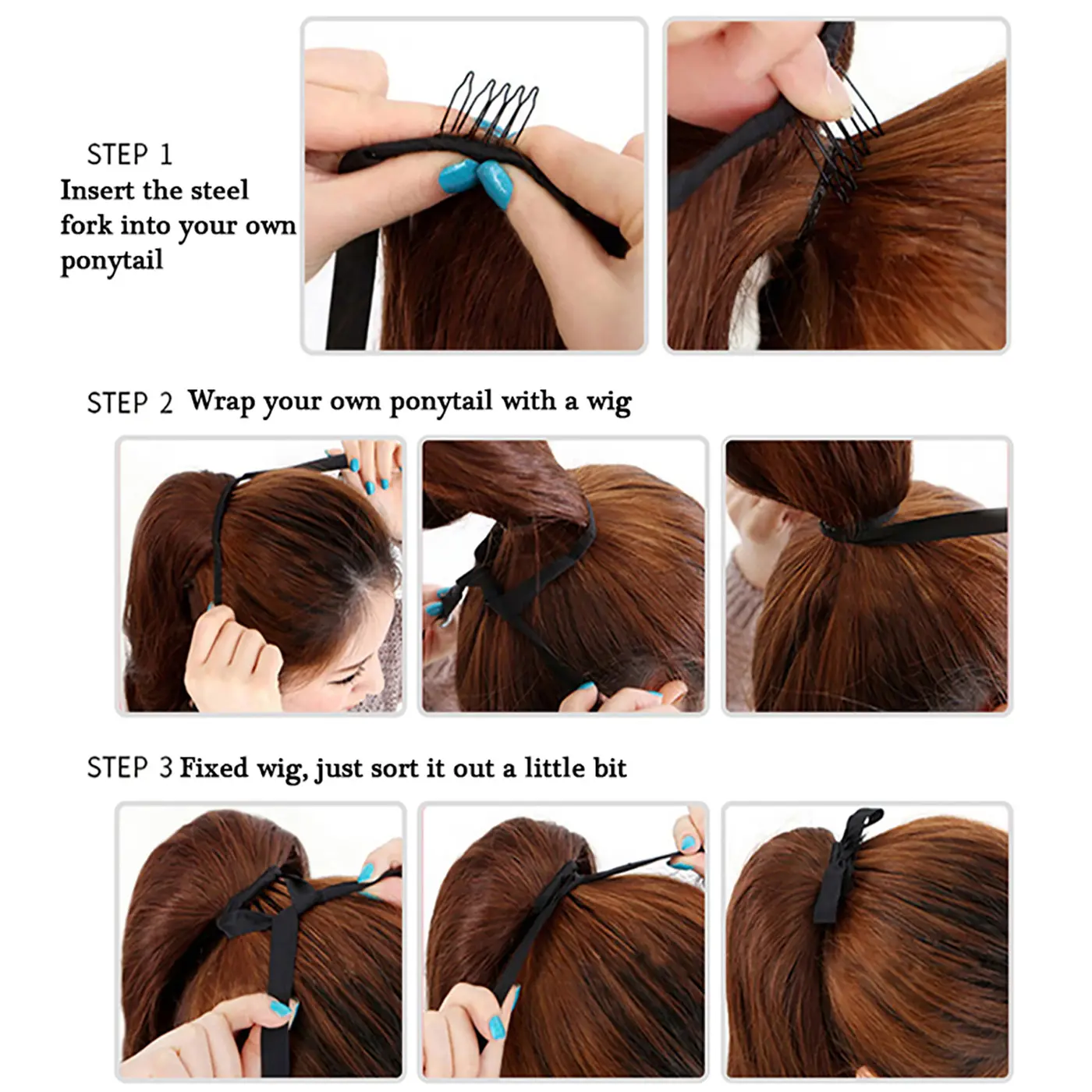 WIGSIN 50cm Synthetic Long Straight Micro Curly Ponytail Drawstring Ponytail Hair Extension Fake Hairpiece for Women Girls
