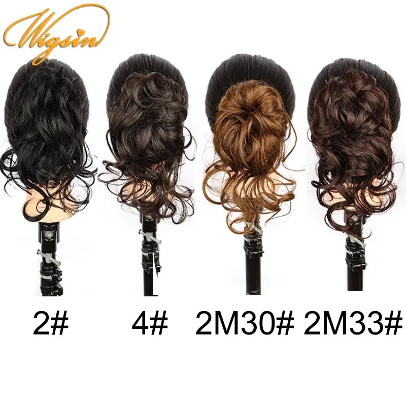 WIGSIN Synthetic Claw Chignon Short Messy Curly Hair Bun Hairpiece For Women Scrunchy Clip-on Hair Fake Hair
