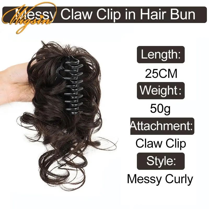 WIGSIN Synthetic Claw Chignon Short Messy Curly Hair Bun Hairpiece For Women Scrunchy Clip-on Hair Fake Hair