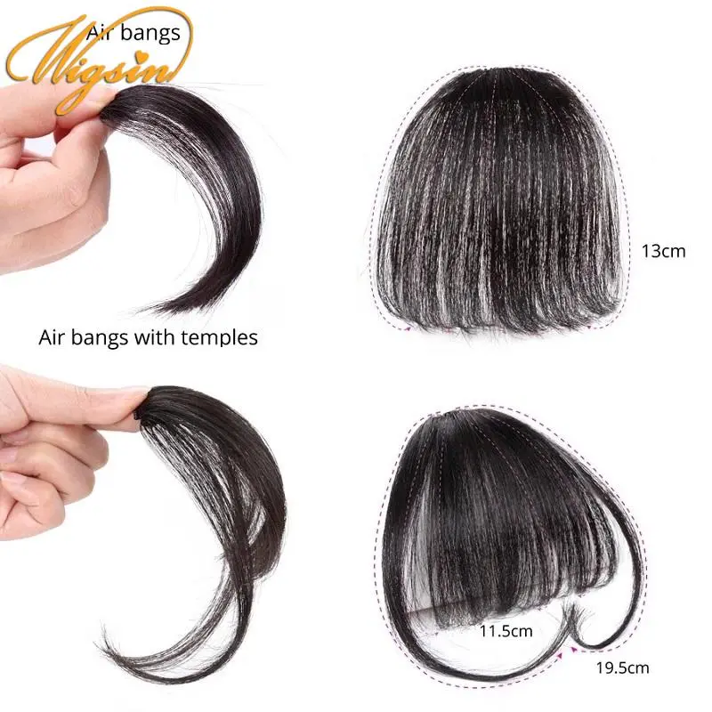 WIGSIN Synthetic Air Bangs Clip In Hair Front Neat Bangs Hair Extension Mini Fake Hair Accessories for Women