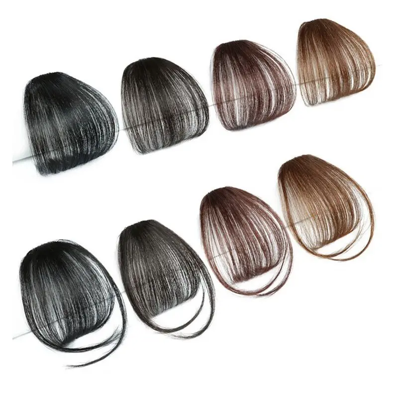 WIGSIN Fake Synthetic Air Bangs Clip-In Hair Extension Fringe False Blunt Hairpiece for Women Clip In Front Hair Bangs