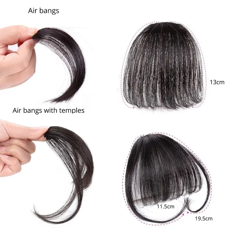 WIGSIN Fake Synthetic Air Bangs Clip-In Hair Extension Fringe False Blunt Hairpiece for Women Clip In Front Hair Bangs