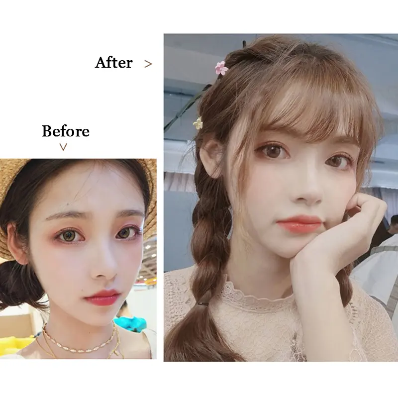 WIGSIN Fake Synthetic Air Bangs Clip-In Hair Extension Fringe False Blunt Hairpiece for Women Clip In Front Hair Bangs
