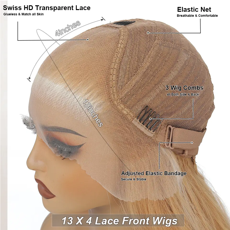13X4 Lace Frontal Body Wave Wigs 30Inch Ombre Blond Synthetic Heat Resistant Fiber Swiss Lace Front Wigs For Women