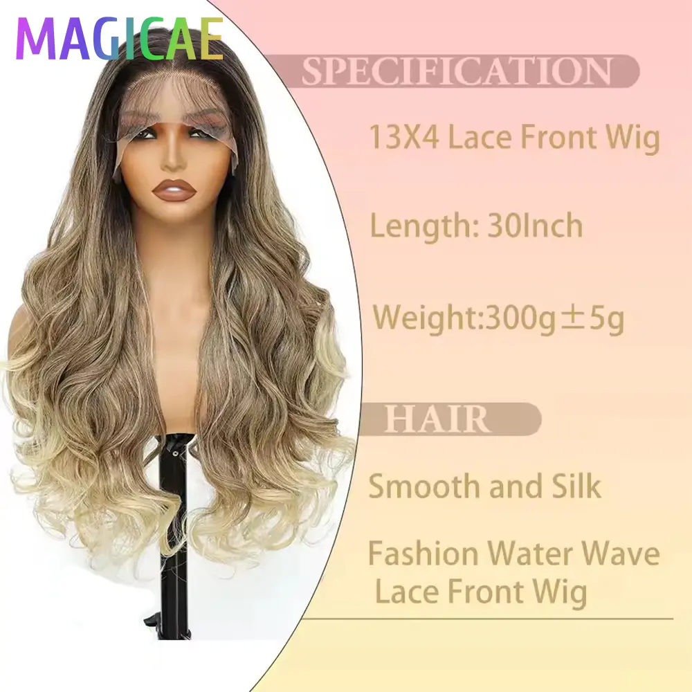 30Inches 13X4 Lace Frontal Loose Body Wave Hair Wigs Ombre Brown Blond 27# 613# Bio Synthetic Heat Resistant Fiber Front Wigs