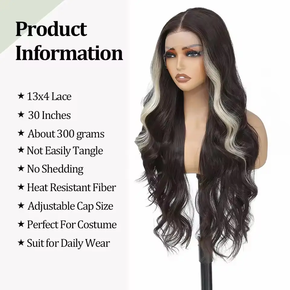 30Inch 13X4 Lace Frontal Synthetic Body Wave Wigs Ombre Ginger Orange Brown 530# Fiber Blond Transparent Lace Frontal Hair Wigs