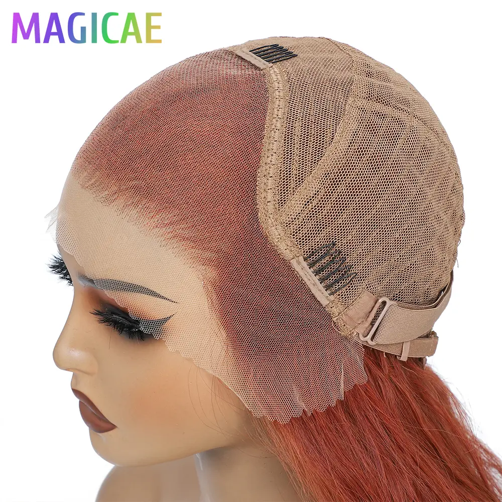 30Inch 13X4 Lace Frontal Synthetic Body Wave Wigs Ombre Ginger Orange Brown 530# Fiber Blond Transparent Lace Frontal Hair Wigs