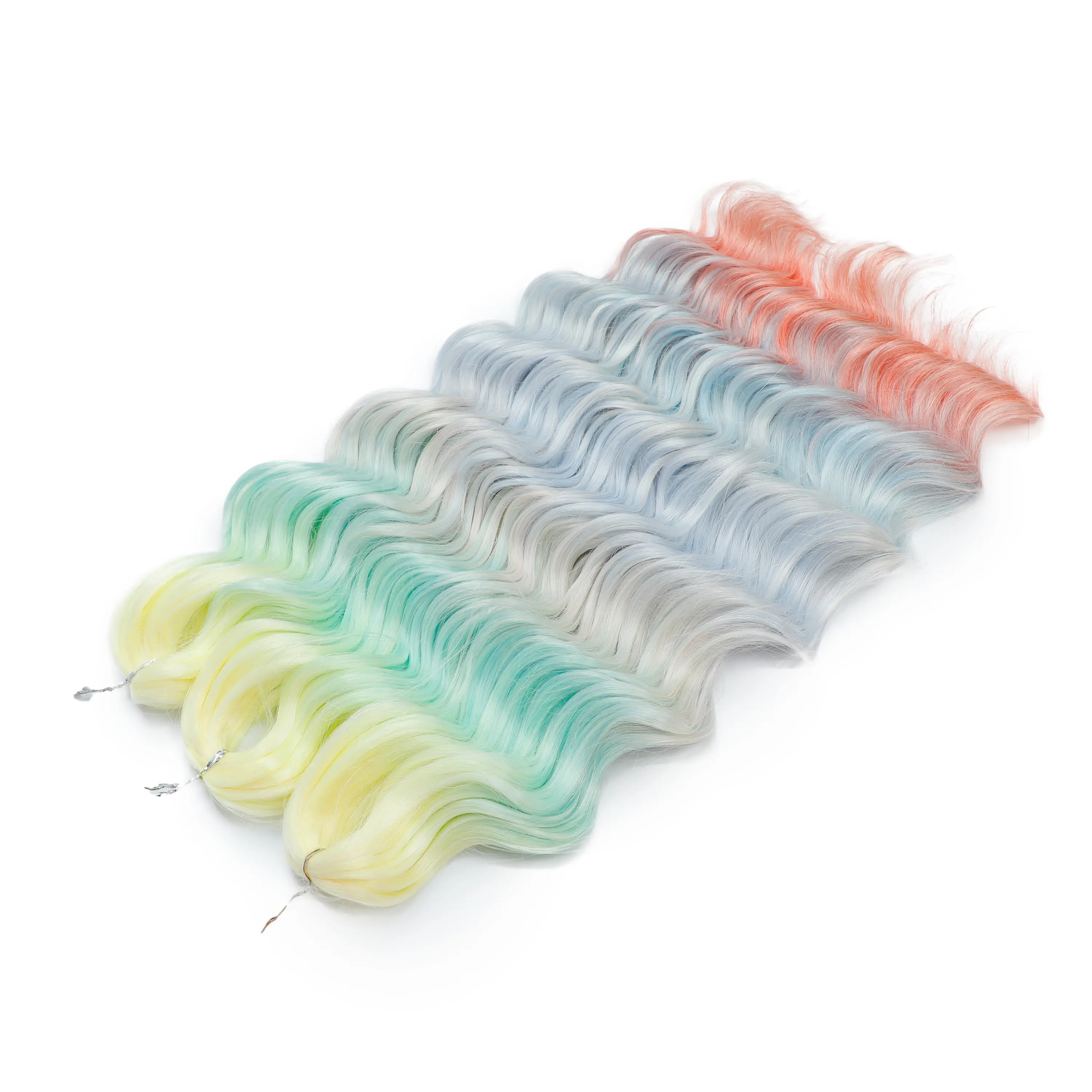 Anna 3Pcs 24Inches Body Deep Wave Crochet Ombre Rainbow Color 4# Braids Pink Blond 613 Hair Extension Water Colored White 300g