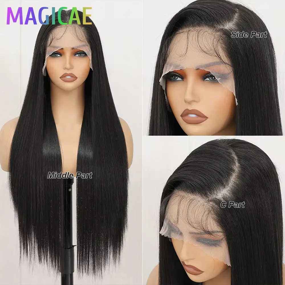 30Inches Straight 13x4 Lace Frontal Wigs Black 1B# Synthetic Lace Front Wigs For Women High Temperature Brown 24# Cosplay Wigs