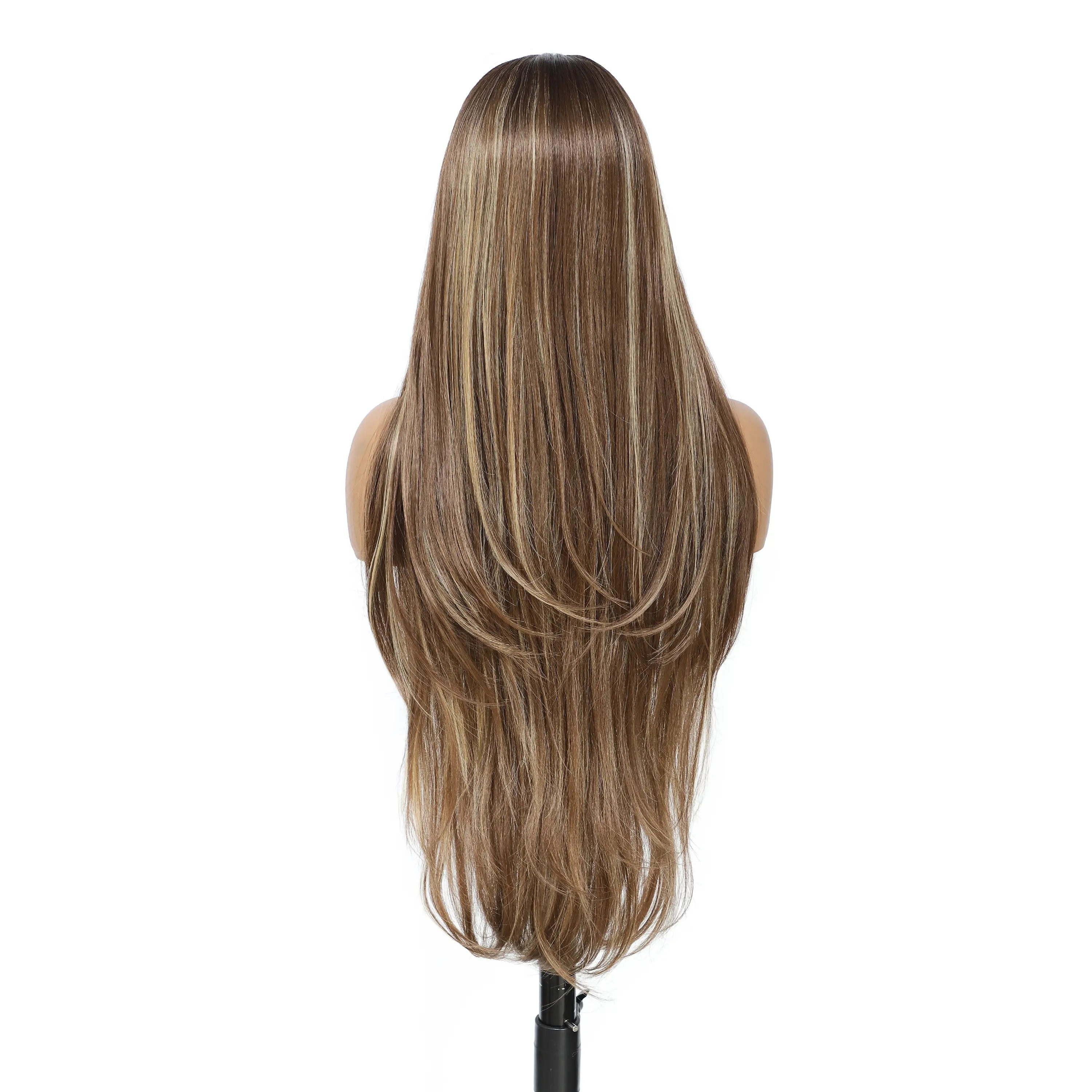 Magicae 30inch 13X4 Straight Lace Frontal Hair Wigs Ombre Brown Blond 27/613# Synthetic Heat Resistant Transparent Frontal Hair