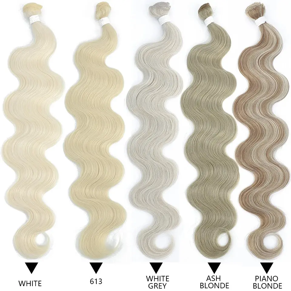 Magicae Ombre Piano Highlight Brown 6/613# Body Wave Hair Bundles 26Inches Sliver White Nature High Synthetic Hair Extensions