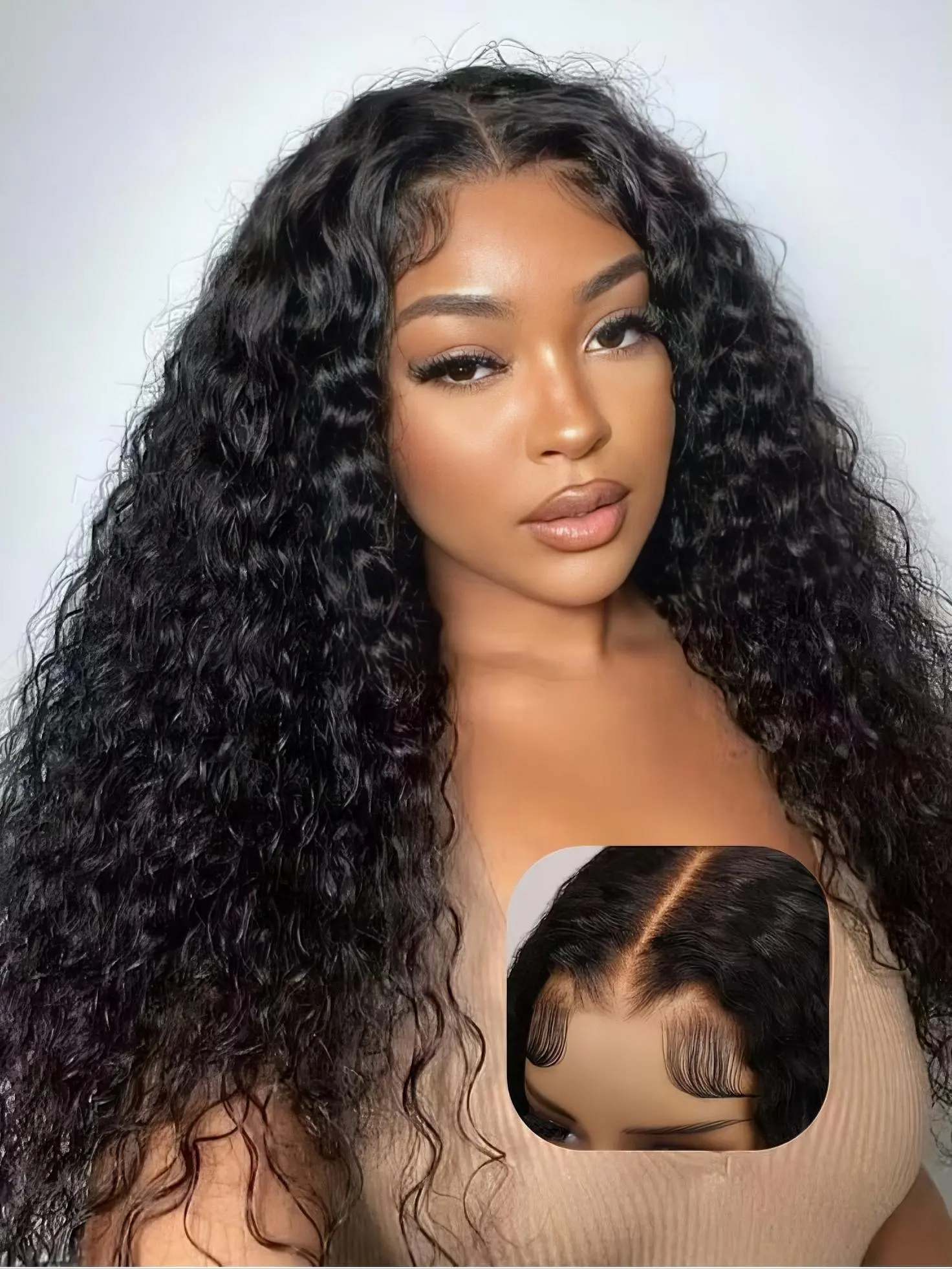 30Inches 330Grams 13x4 Lace Frontal Wig Nature Black Deep Water Wave Hair Wigs Heat Resistant Bio Synthetic Transparent Lace
