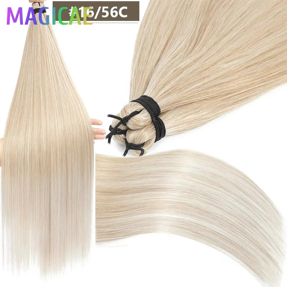28Inches 3PCS 300G Ariel Straight Crochet Braids Straight Hair Bundles Ombre Blond White 60# Light Brown 12# M812# Braiding