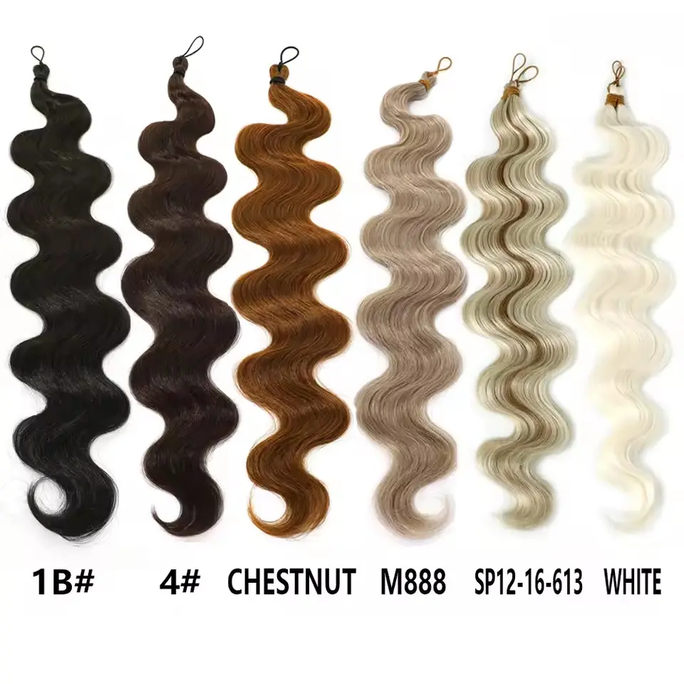 28 Inches Body Wave Crochet Braids Hair Synthetic Brown Twist Braiding Hair Extension Ombre Blond 6/613 Black Color Soft Twist
