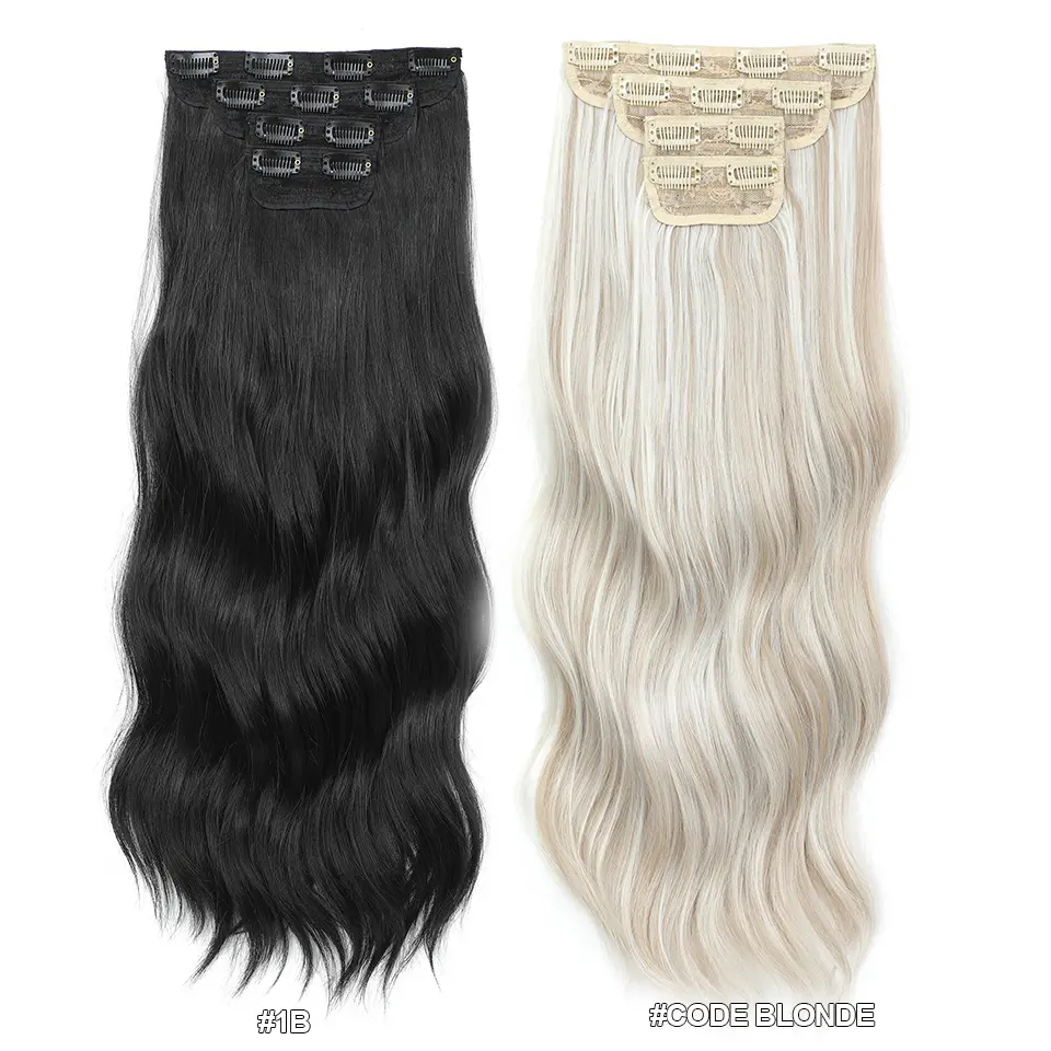 Bio Synthetic Clips In Body Wave Hair Extensions 22" 4Pcs/lot Blond 613 Sliver White 220grams High Natural Heat Resistant Fiber