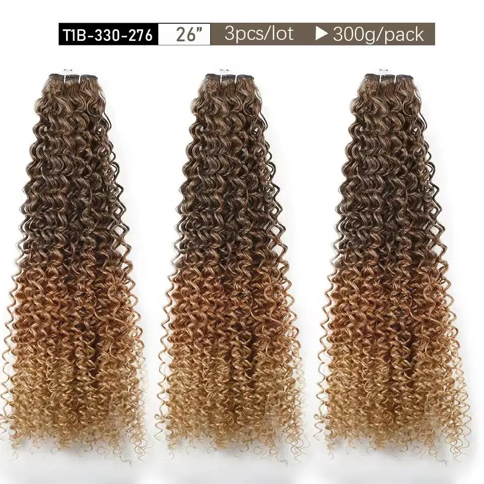 Magicae 30Inch Ombre T1B/30 Jerry Curly Synthetic Hair Extensions Heat Resistant Fiber Water Kinky Curly Human-Like Weave Bundle