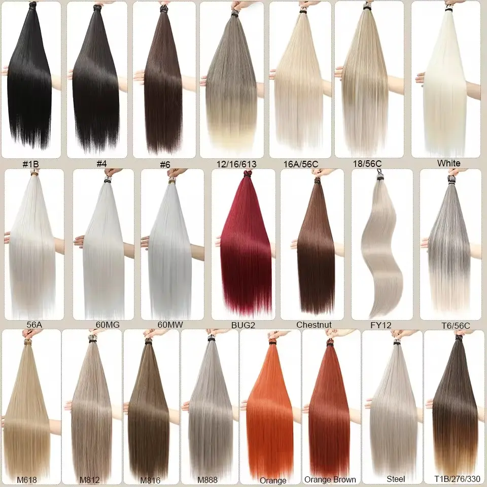 28Inches 3Pcs 300grams Braids Crochet Twist Silky Straight Orange Ombre Brown 6# P12/16/613 Braiding Synthetic Hair Extension