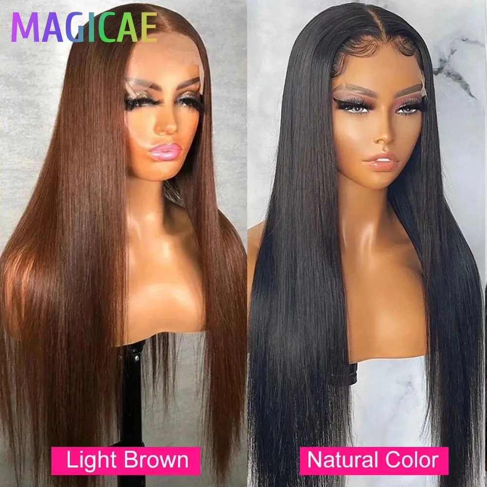36inch Straight 4X4 Lace Front Wigs Highlight Red Ombre Brown Blond 27/30/613# High Temperature Cosplay Straight Hair Wigs
