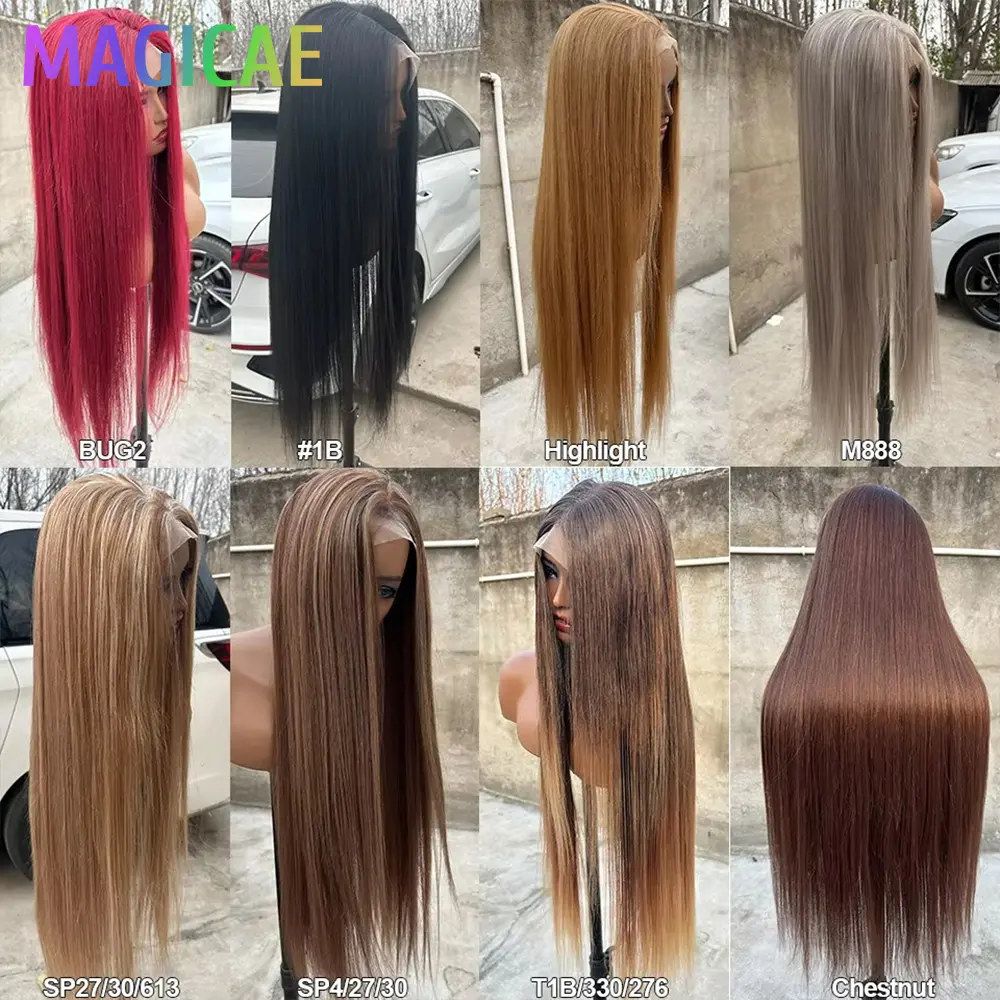 36inch Straight 4X4 Lace Front Wigs Highlight Red Ombre Brown Blond 27/30/613# High Temperature Cosplay Straight Hair Wigs