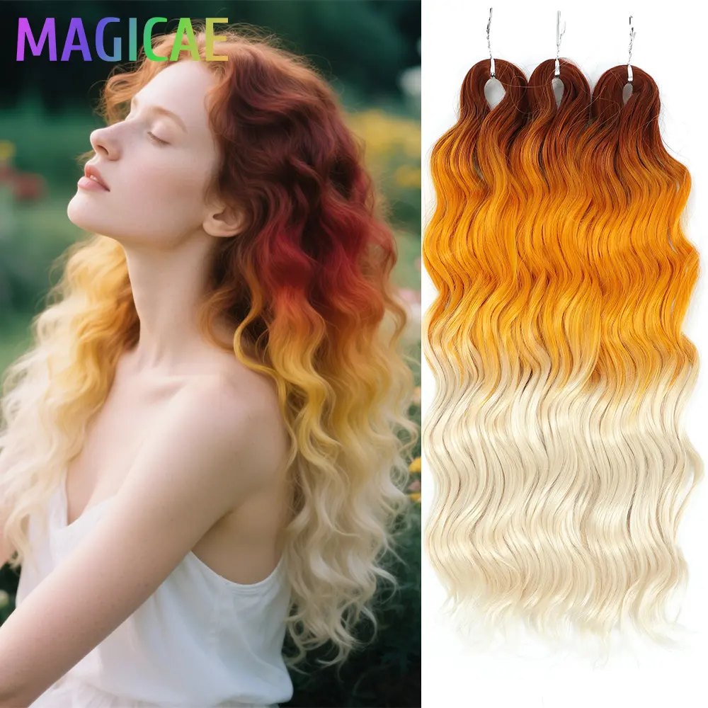 Anna 24Inches 3Pcs 300G Loose Deep Wave Ombre Light Violet Rainbow Pink Crochet Braids Brown F68/613 Synthetic Hair Extension