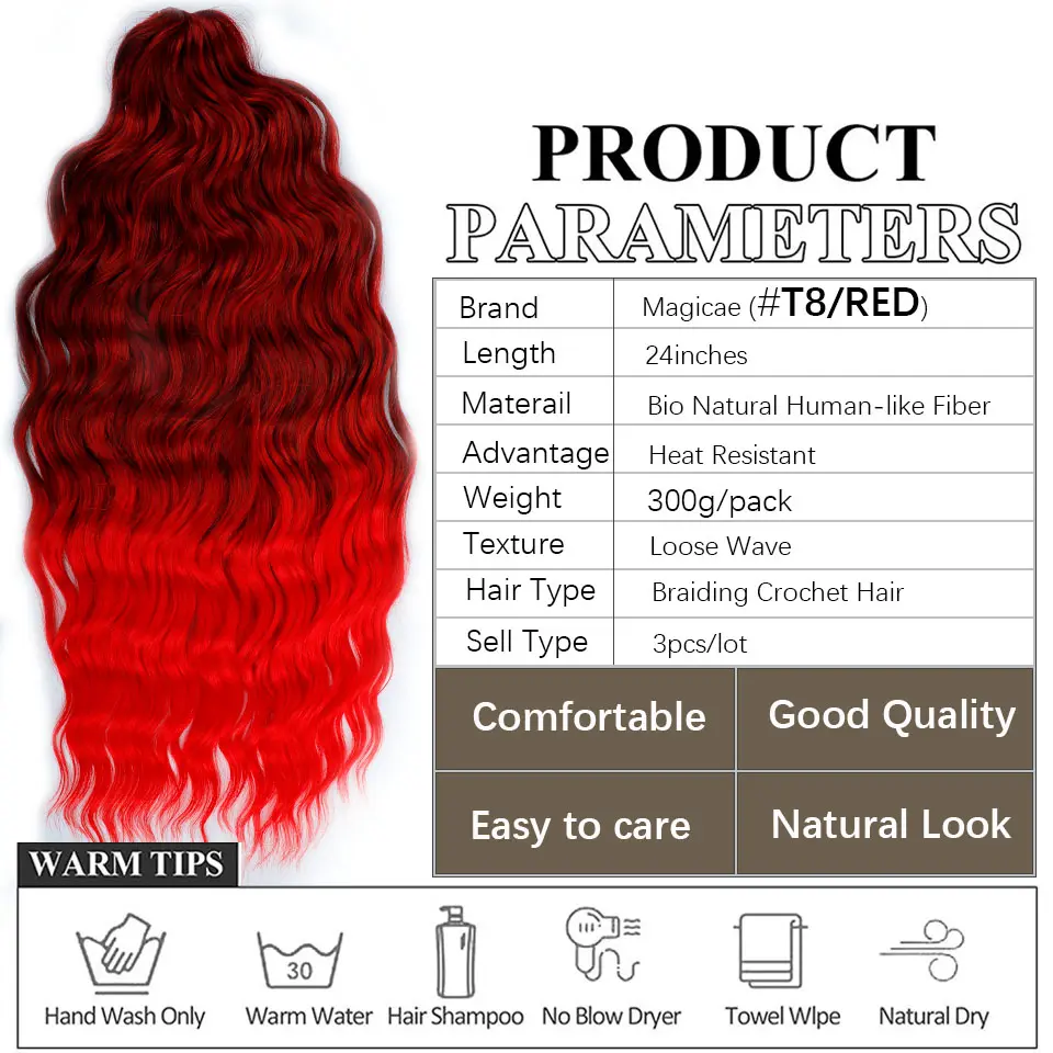 Anna 24Inches 3Pcs 300G Loose Deep Wave Ombre Light Violet Rainbow Pink Crochet Braids Brown F68/613 Synthetic Hair Extension