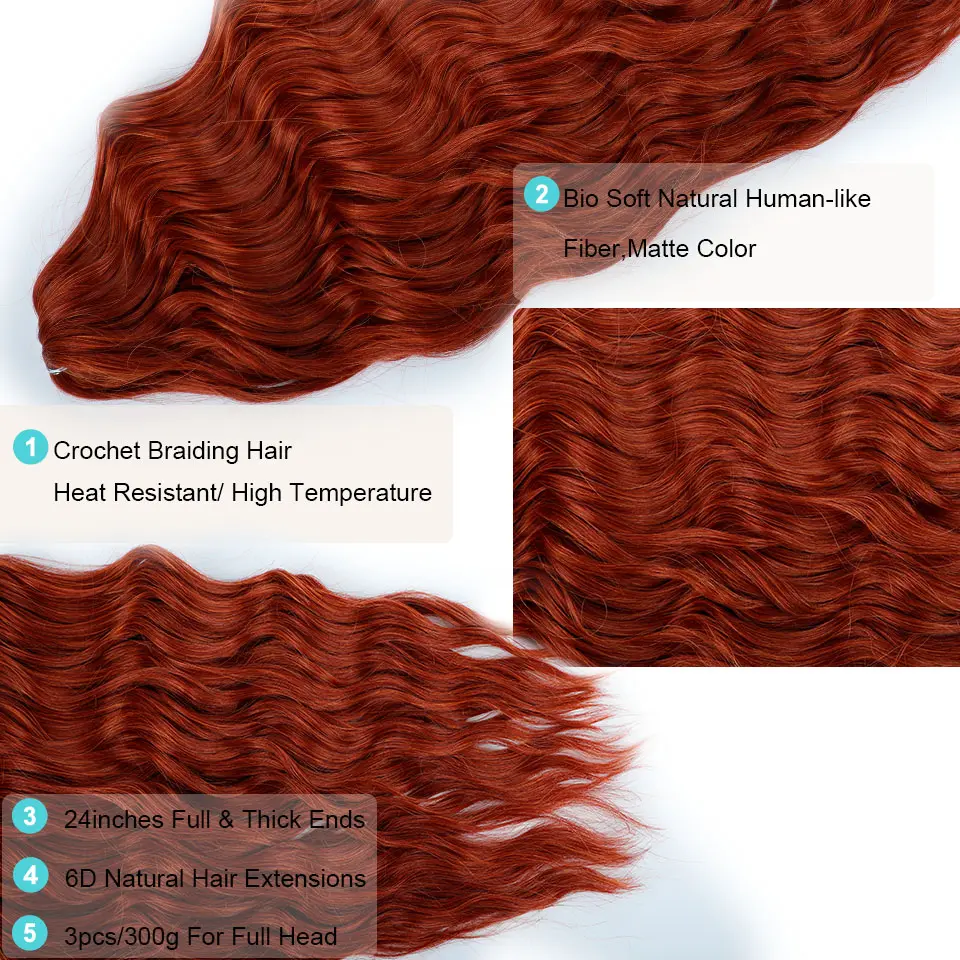 Anna 24Inches 3Pcs 300G Loose Deep Wave Ombre Light Violet Rainbow Pink Crochet Braids Brown F68/613 Synthetic Hair Extension