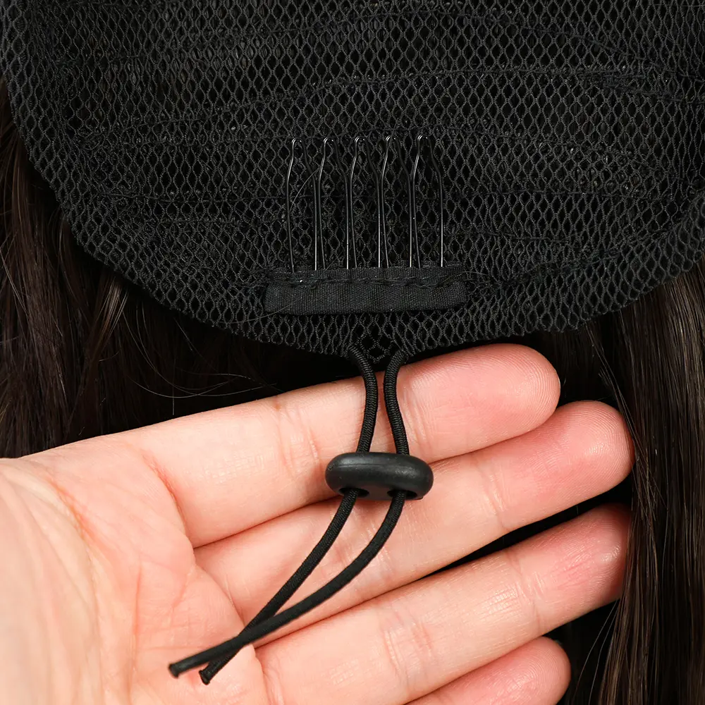 28Inches Blond 27/30 Ponytail Extension 180grams Synthetic Heat Resistant Fiber Ombre 613 Brown Water Body Wave Clip in