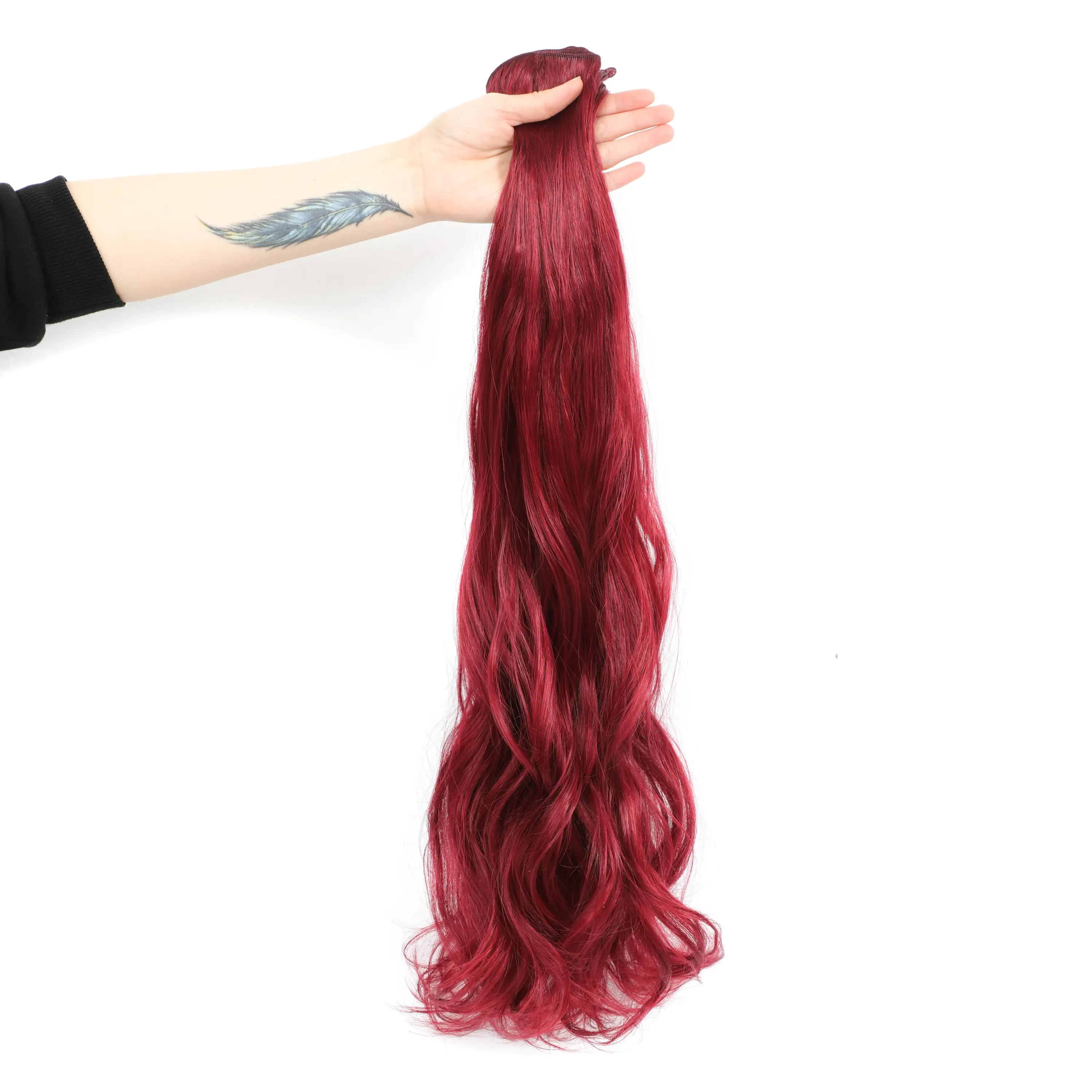 Magicae 26Inches 2Pcs 150Grams Red Blond Burg Body Wave Ombre Sunshine Brown 6# High Temperature Synthetic Hair Extensions