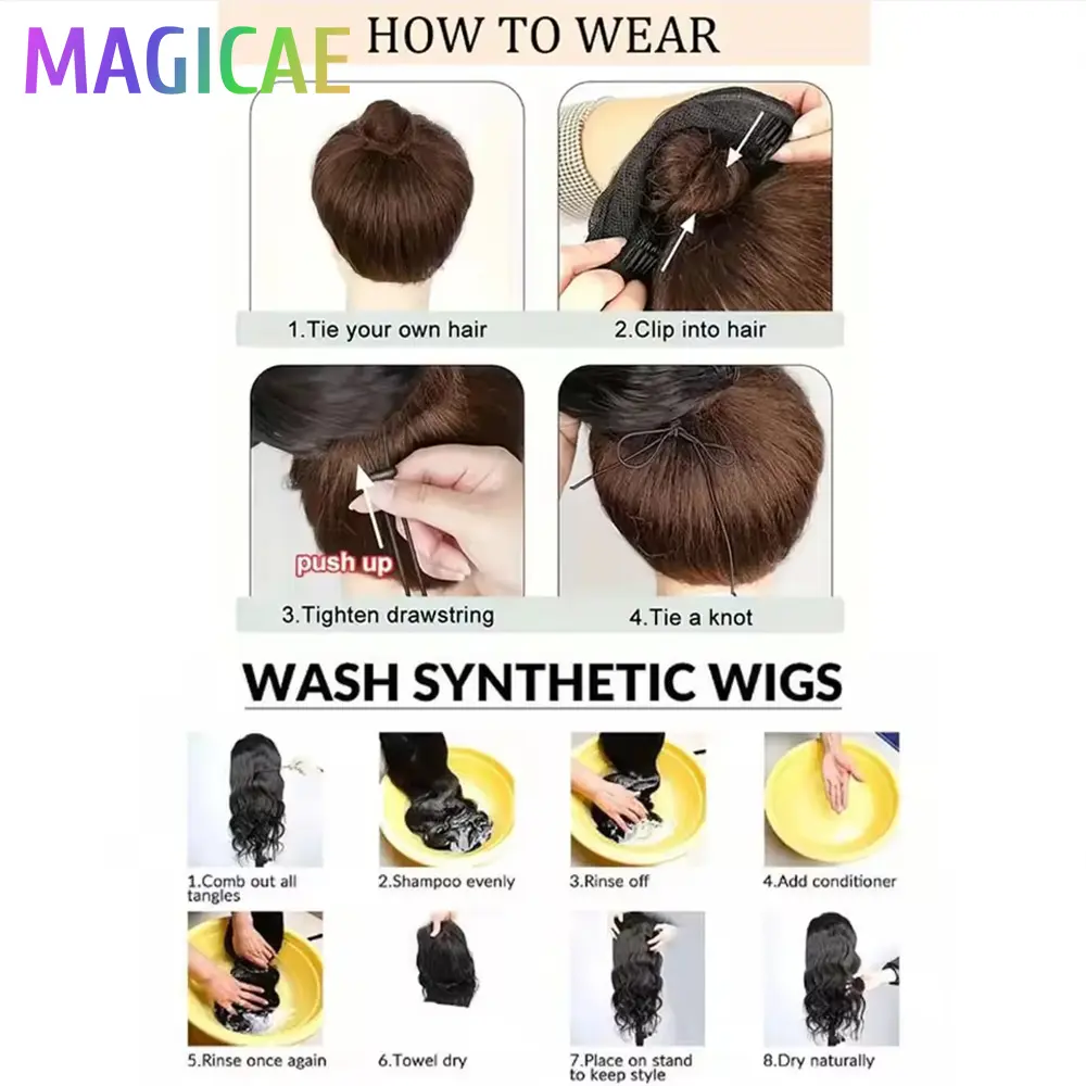 Black Ponytail 28Inches Blond 27/ 613 High Temperature Synthetic Hair Extensions 180grams Ombre Brown Body Wave With Clip in