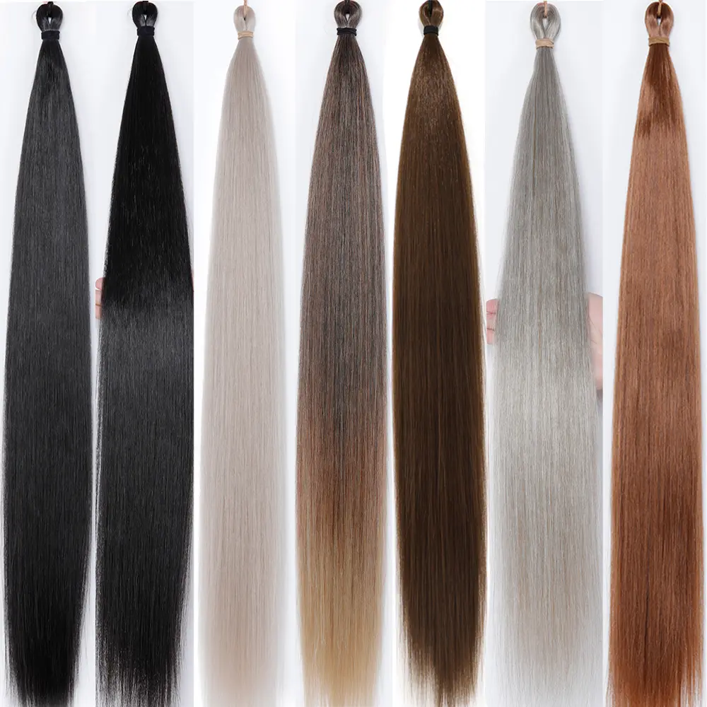 Magicae 28Inch Straight Hair Bundles 3Pcs Crochet Braids Synthetic Ariel Straight Fake hair Ombre Blonde Crochet Hair Extensions