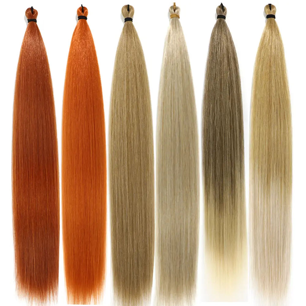 Magicae 28Inch Straight Hair Bundles 3Pcs Crochet Braids Synthetic Ariel Straight Fake hair Ombre Blonde Crochet Hair Extensions