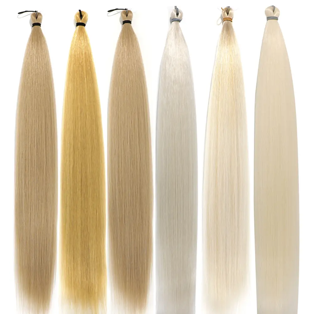 Magicae 28Inch Straight Hair Bundles 3Pcs Crochet Braids Synthetic Ariel Straight Fake hair Ombre Blonde Crochet Hair Extensions