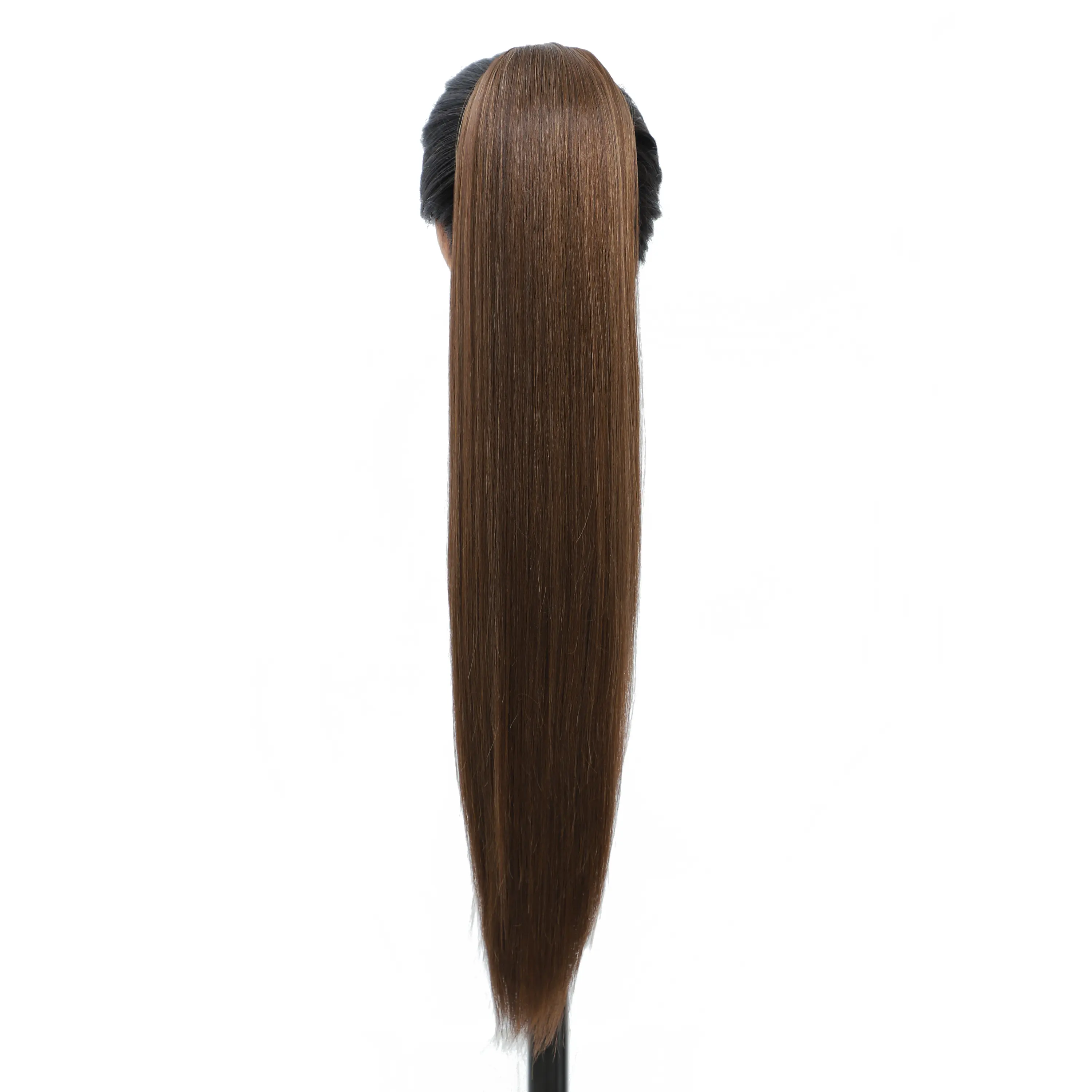 Straight Black Ponytail Blond 27/613 Hair Extensions With Clip Brown 28Inches Ombre Piano Color Heat Resistant Synthetic Hair