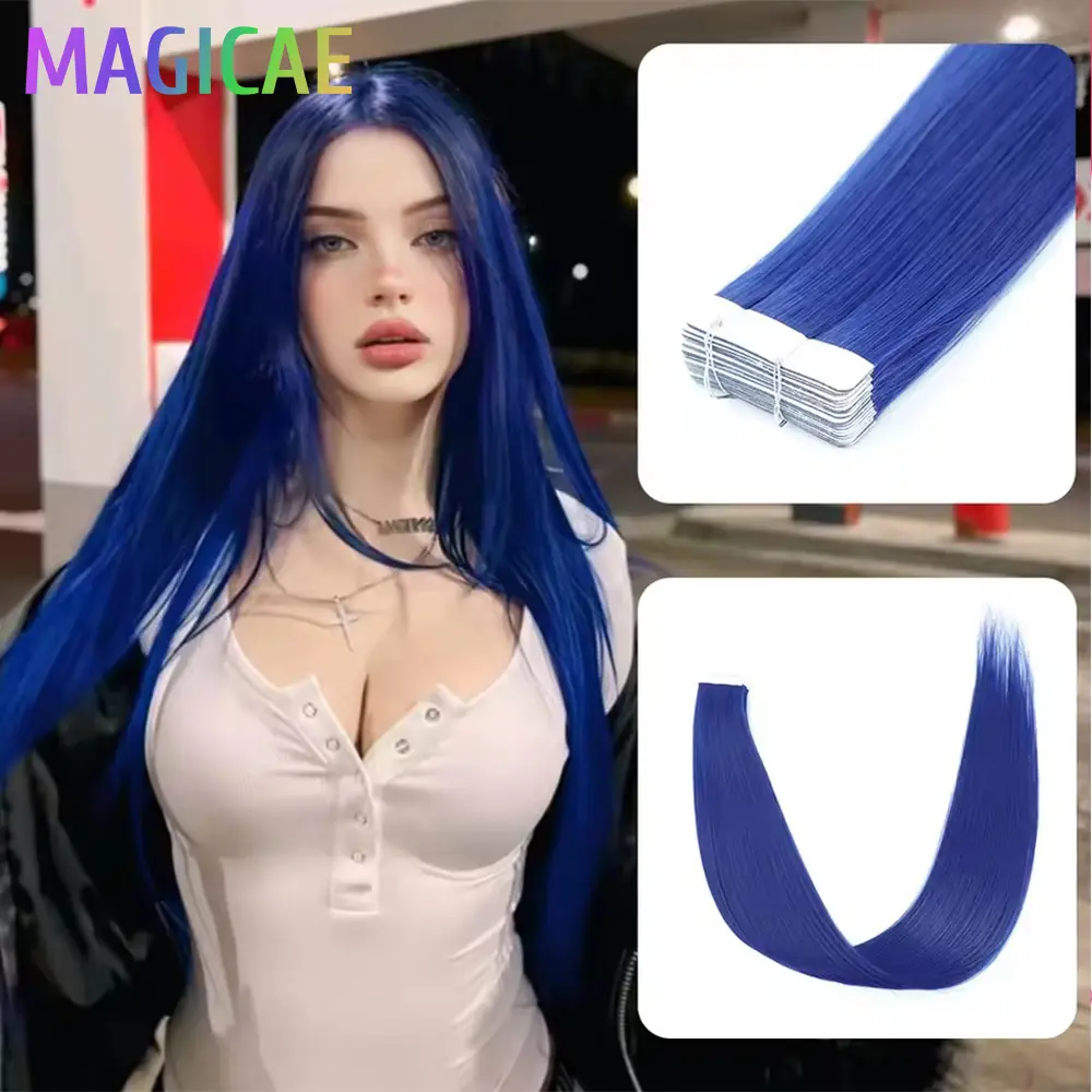 26Inch 20Pcs Fancy Pink Tape In Straight Hair Extensions Ombre Blond SP12/16/613 High Temperature Synthetic Hair 50grams/Lot