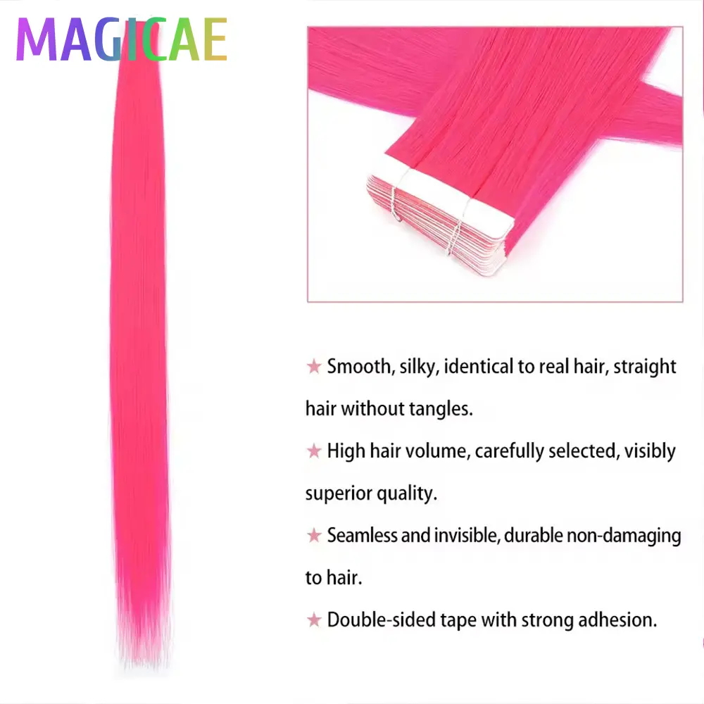 26Inch 20Pcs Fancy Pink Tape In Straight Hair Extensions Ombre Blond SP12/16/613 High Temperature Synthetic Hair 50grams/Lot