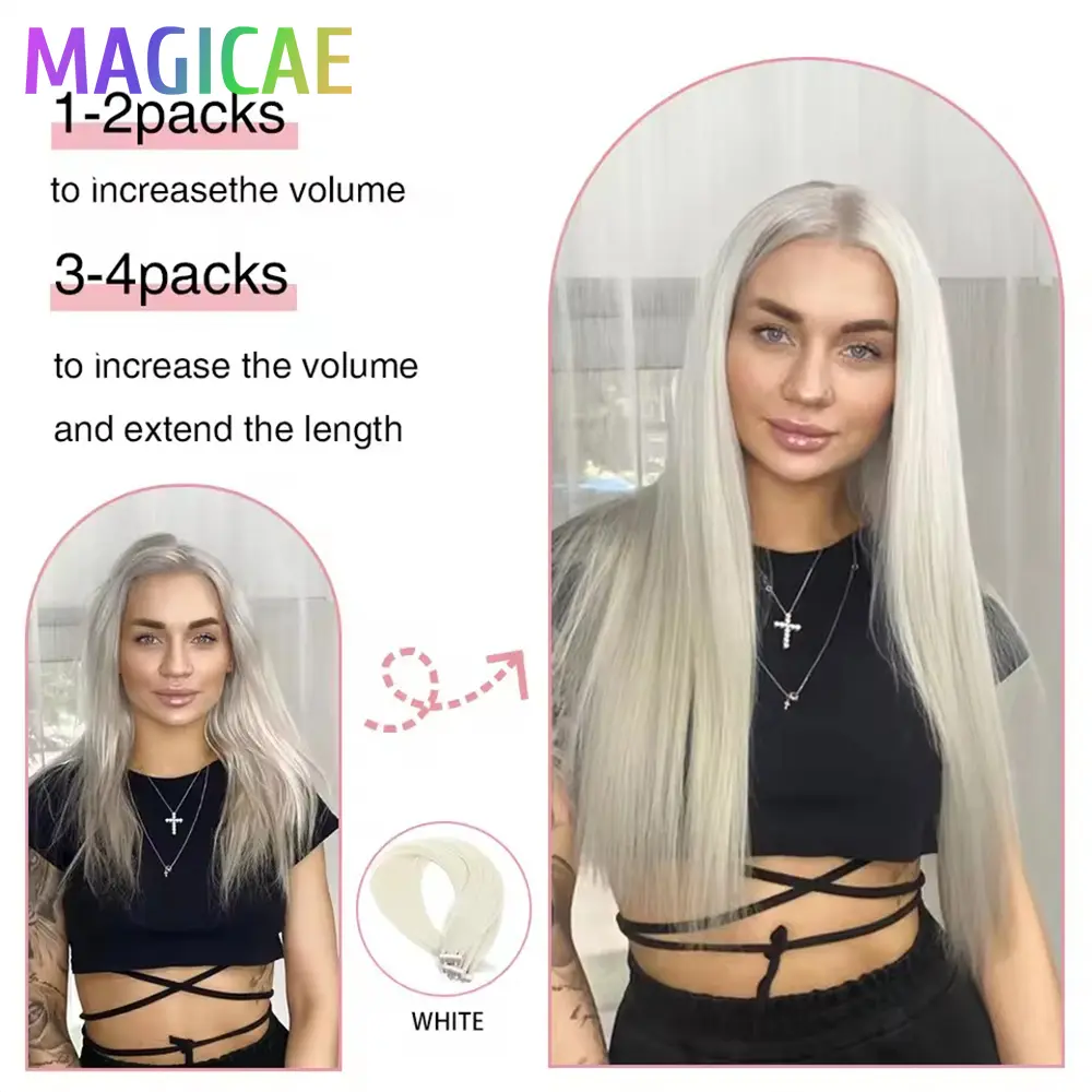 26Inch 20Pcs Fancy Pink Tape In Straight Hair Extensions Ombre Blond SP12/16/613 High Temperature Synthetic Hair 50grams/Lot