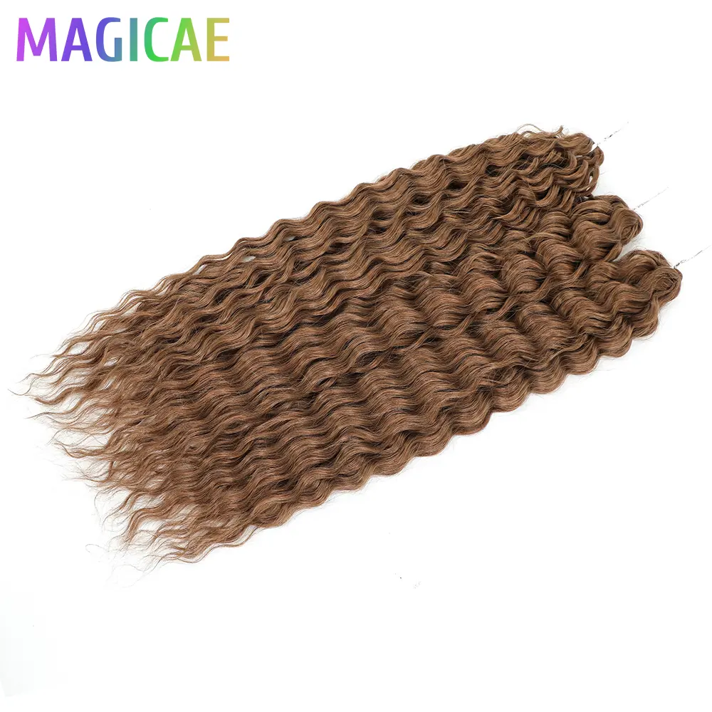 3Pcs 300Grams 22Inches Ariel Deep Water Twist Crochet Braids Curly Hair Piano Blond P12/16/613 Brown6# Braiding Gray 58# Bundles