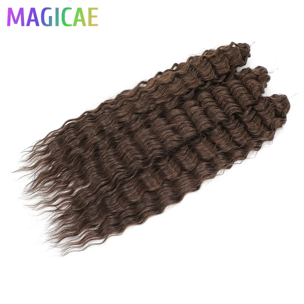 3Pcs 300Grams 22Inches Ariel Deep Water Twist Crochet Braids Curly Hair Piano Blond P12/16/613 Brown6# Braiding Gray 58# Bundles