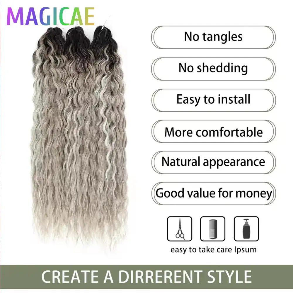 3Pcs 300Grams 22Inches Ariel Deep Water Twist Crochet Braids Curly Hair Piano Blond P12/16/613 Brown6# Braiding Gray 58# Bundles