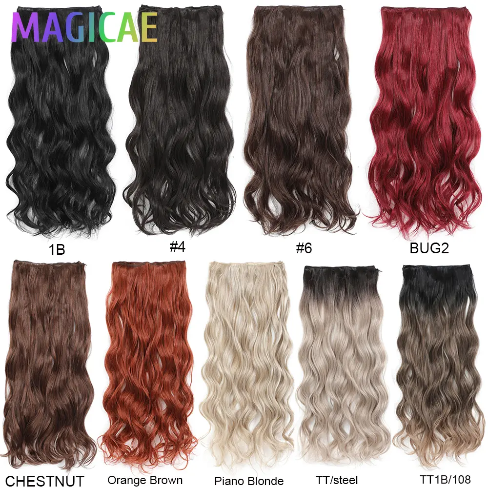 26Inches 2Pcs 150Grams Piano Blond P27/613 Highlight Ombre Brown 6# High Temperature Synthetic Body Wave Ponytail Hair Extension